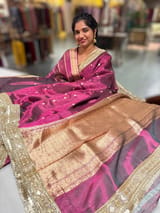 Wine Pure handloom Banarasi Tissue saree SS50428