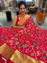 Red Kanjeevaram soft silk with embroidery SS50125