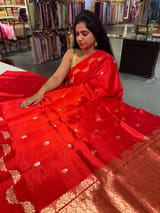 Reddish Orange  Poona Silk Saree