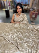 Nude tissue saree with heavy allover intricate handwork SS50243
