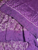 Brinjal Cambodian–inspired Ikkat Silk Saree with cutwork Rose Border SS50347