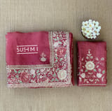Brick Red Pure Organza Saree with heavy intricate Handwork DSCL044