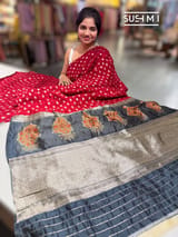 Red Banarasi Bandhej Silk saree : D62F014