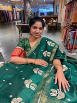 Bottle Green Handloom Raw Silk Saree SS50493