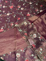 Wine Pure Tissue Saree with embroidered border