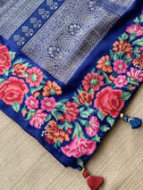 Mysore Silk Saree with petitepoint embroidery S62109