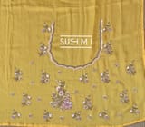 Yellow Pure Satin Georgette Saree