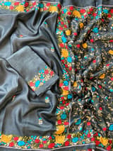Elephant Grey Pure Handloom Tussar Saree