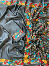 Elephant Grey Pure Handloom Tussar Saree