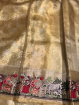 Gold Kanjeevaram Saree with Village Theme Embroidery SS50198
