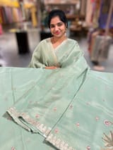 Mint Tissue Georgette Saree with petite point emb SS50111