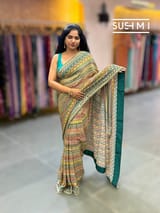 Printed crepe silk with allover sequnce : S62F129