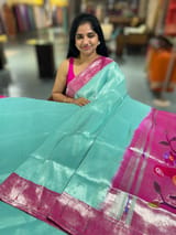 Mint Green Pure handloom paithani tissue stripes saree SS50375
