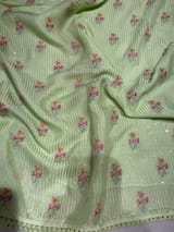 Sea Green chiffon saree with embroidery SS50519