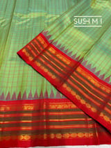 Mint green vintage checks Gadwal Silk Saree : S62F215