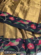 Antique Gold Chanderi Tissue Saree with pythani inspired parrot embroidered border SS50229