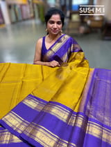 Olive Gold Vintage checks kanjeevaram Saree