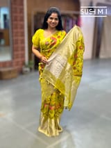 Neon Green Pure Organza Saree with pythani embroidery : S62F159