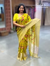 Neon Green Pure Organza Saree with pythani embroidery : S62F159