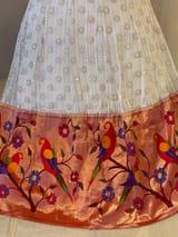 Chikankari & paithani fusion stitched lehanga : S62F139