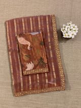 Onion Pink Banarasi Tissue checks Saree with Sabyasachi Borders