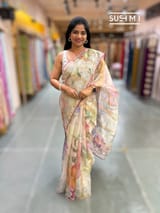 Printed Organza Tissue stripes saree with embroidery