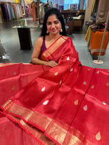 Red Banarasi handloom tissue saree SS50390