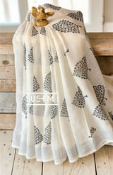 Floral printed handloom lenin saree
