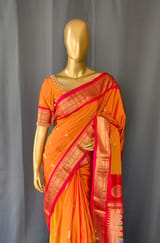 Mustard Pure handloom yeola pythani Saree