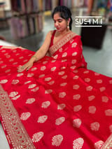 Red Designer Banarasi Silk Saree