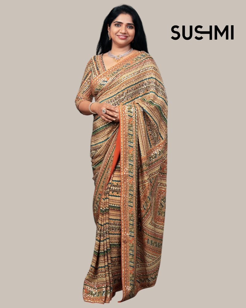 Designer crepe saree