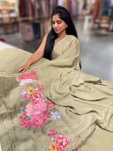 Designer Chinnon & Satin Fusion Saree