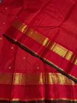 Orangish Red Vaira Oosi Checks Vintage Kanjeevaram Saree