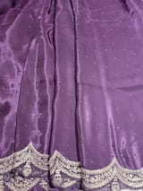 Plum crepe silk saree with scalloped pita border SS50536