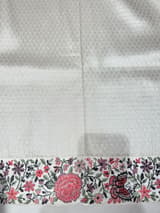 Half White Banarasi  brocade Silk Saree with Petite Point Embroidered Border. SS5087