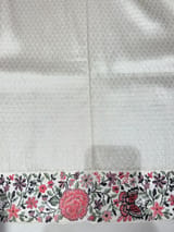 Half White Banarasi  brocade Silk Saree with Petite Point Embroidered Border. SS5087