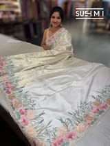 White Brocade Kanjeevaram with  embroidery D62F039