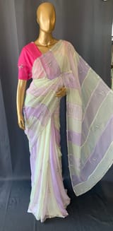 Multi colour Georgette Saree with handwork