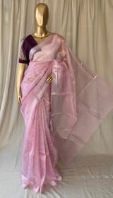 Pastel Pink Banarasi kora Saree