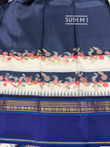 Midnight Blue designer Printed Kanjeevaram Silk Saree