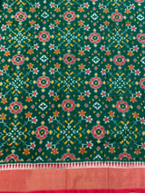 Bottle Green Handloom Raw Silk Saree SS50493