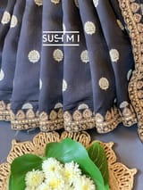 Black Banarasi Silk Saree with Handwork D62F002