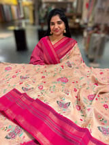 Peach Tissue Gorgette Fusion Saree with vidarbha Borders