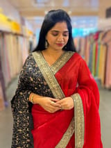 Red Organza with sabyasachi borders SS50276