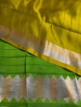 Parrot Green Designer Poona Silk Saree