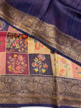 Purple Printed Banarasi Tussar SS50454