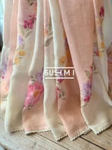 Floral printed handloom lenin saree