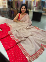 Crush Tissue Saree with Bandhini  & Sabhya borders
