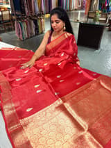Red Banarasi handloom tissue saree SS50390