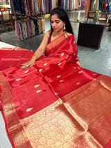 Red Banarasi handloom tissue saree SS50390